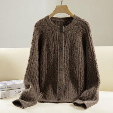 Tactile Cotton Knit Slim-Fit Floral Meditation Cardigan
