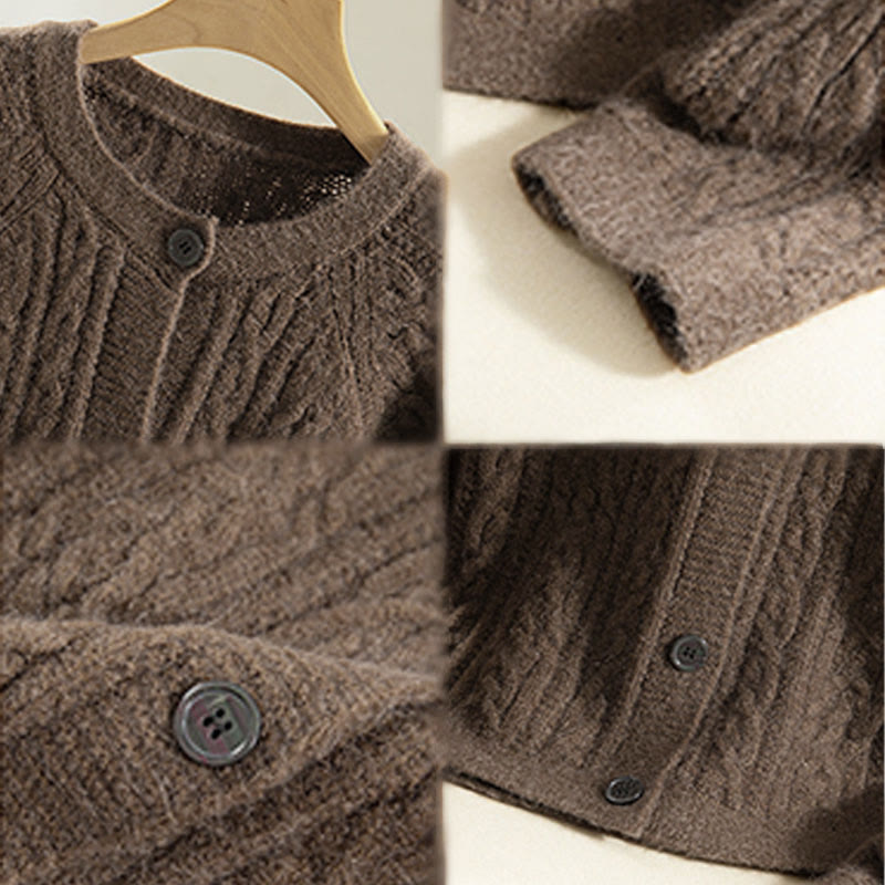 Tactile Cotton Knit Slim-Fit Floral Meditation Cardigan