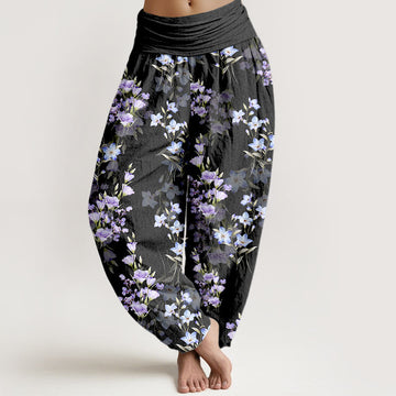 Tactile Cotton Botanical Print Unrestricted Meditation Harem Pants