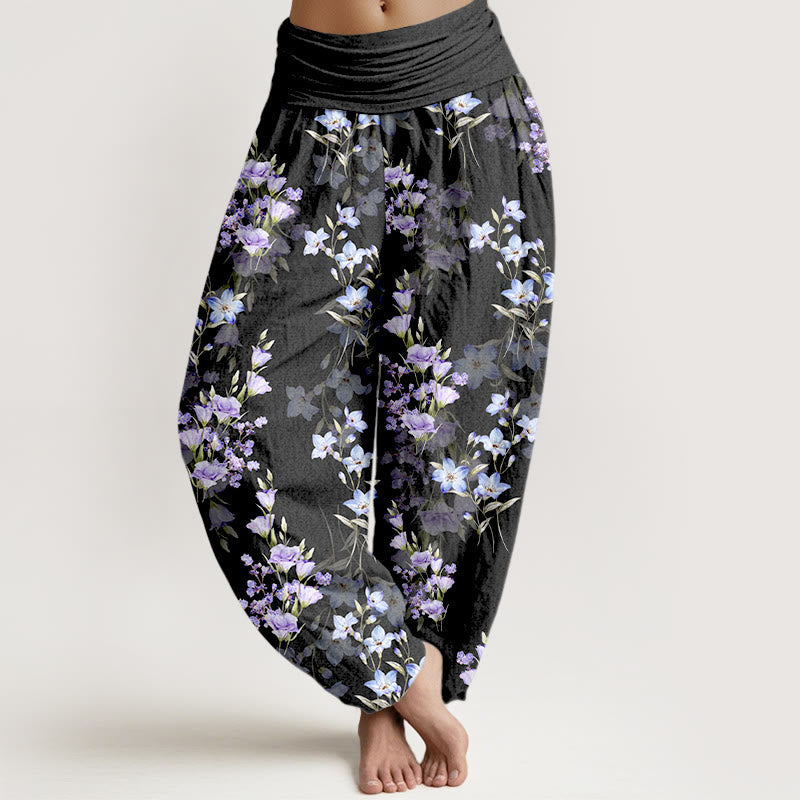 Tactile Cotton Botanical Print Unrestricted Meditation Harem Pants
