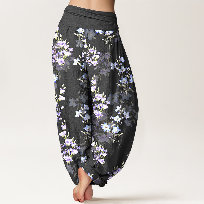 Tactile Cotton Botanical Print Unrestricted Meditation Harem Pants