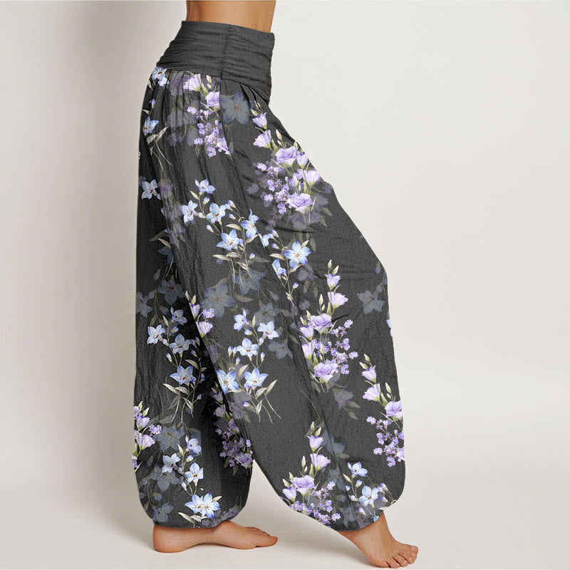 Tactile Cotton Botanical Print Unrestricted Meditation Harem Pants