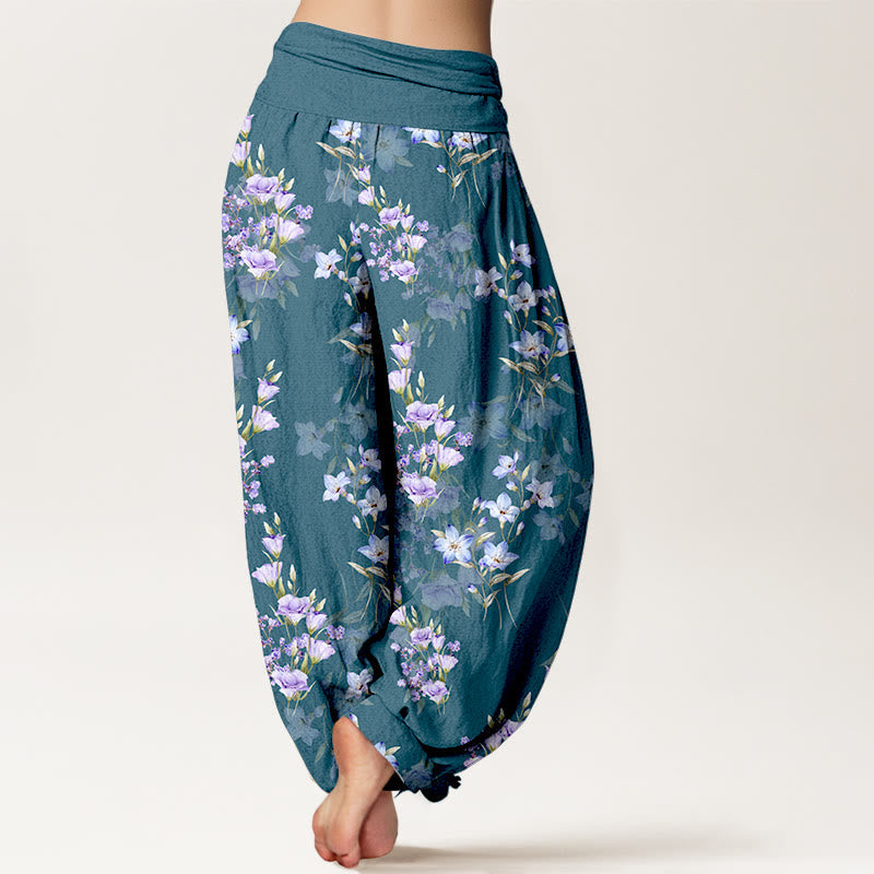 Tactile Cotton Botanical Print Unrestricted Meditation Harem Pants