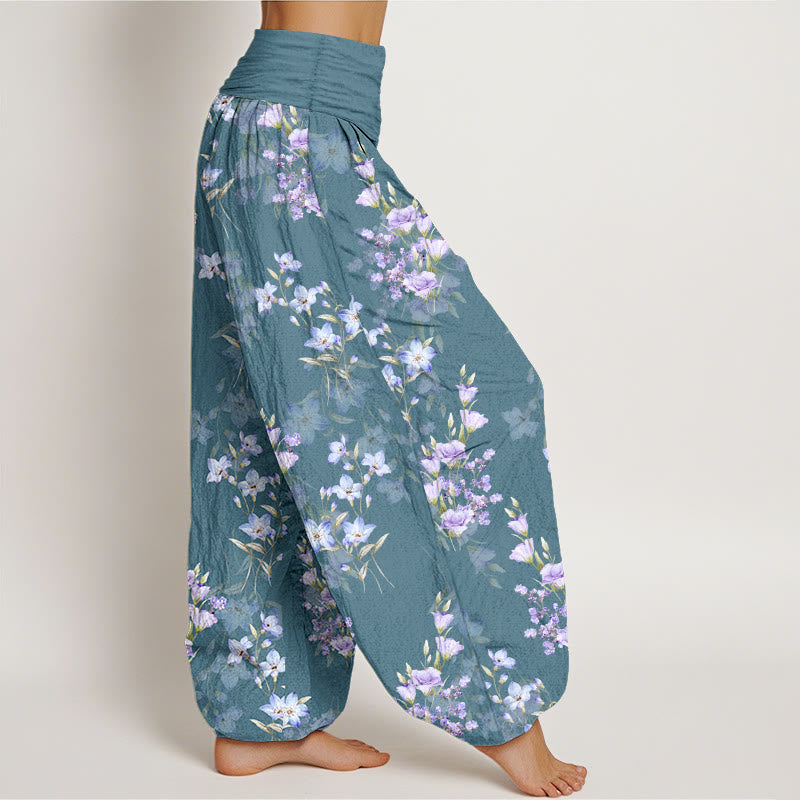 Tactile Cotton Botanical Print Unrestricted Meditation Harem Pants