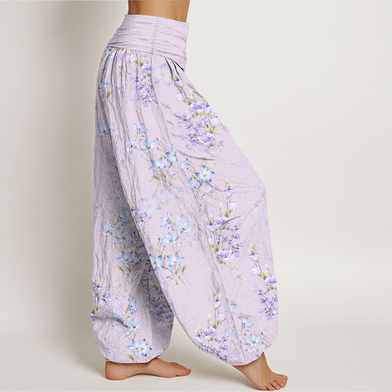 Tactile Cotton Botanical Print Unrestricted Meditation Harem Pants