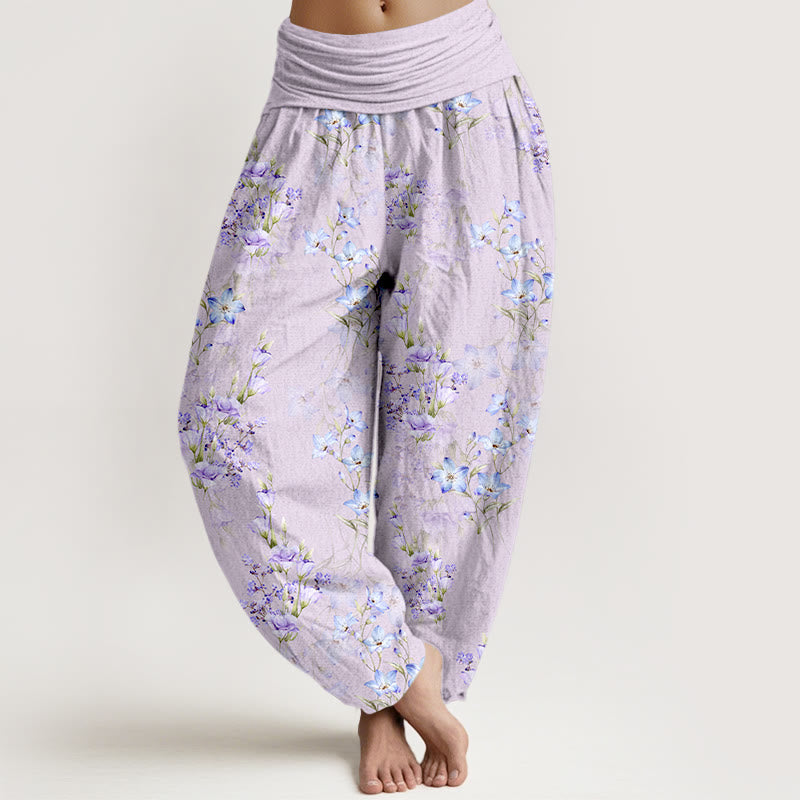Tactile Cotton Botanical Print Unrestricted Meditation Harem Pants