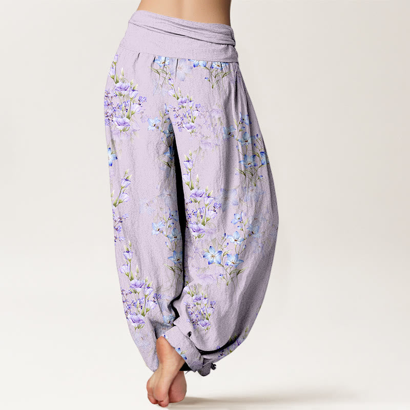 Tactile Cotton Botanical Print Unrestricted Meditation Harem Pants