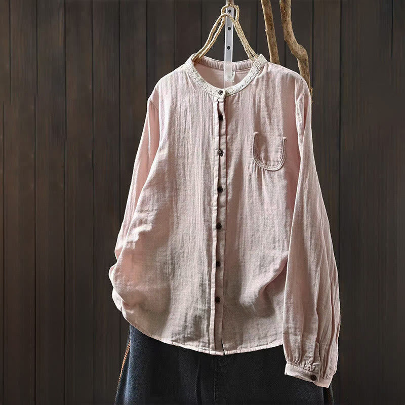 Breathable Cotton Long-Sleeve Daily Grounding Shirt