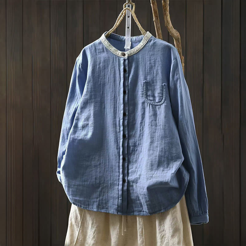 Breathable Cotton Long-Sleeve Daily Grounding Shirt