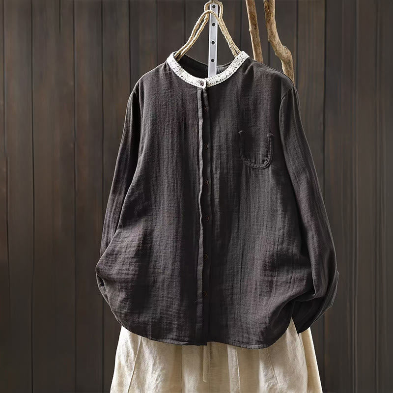 Breathable Cotton Long-Sleeve Daily Grounding Shirt