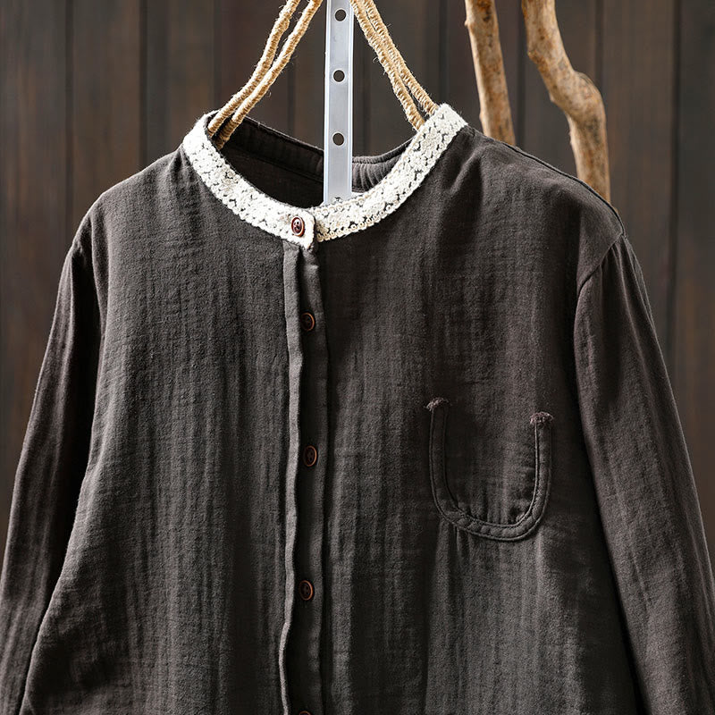 Breathable Cotton Long-Sleeve Daily Grounding Shirt