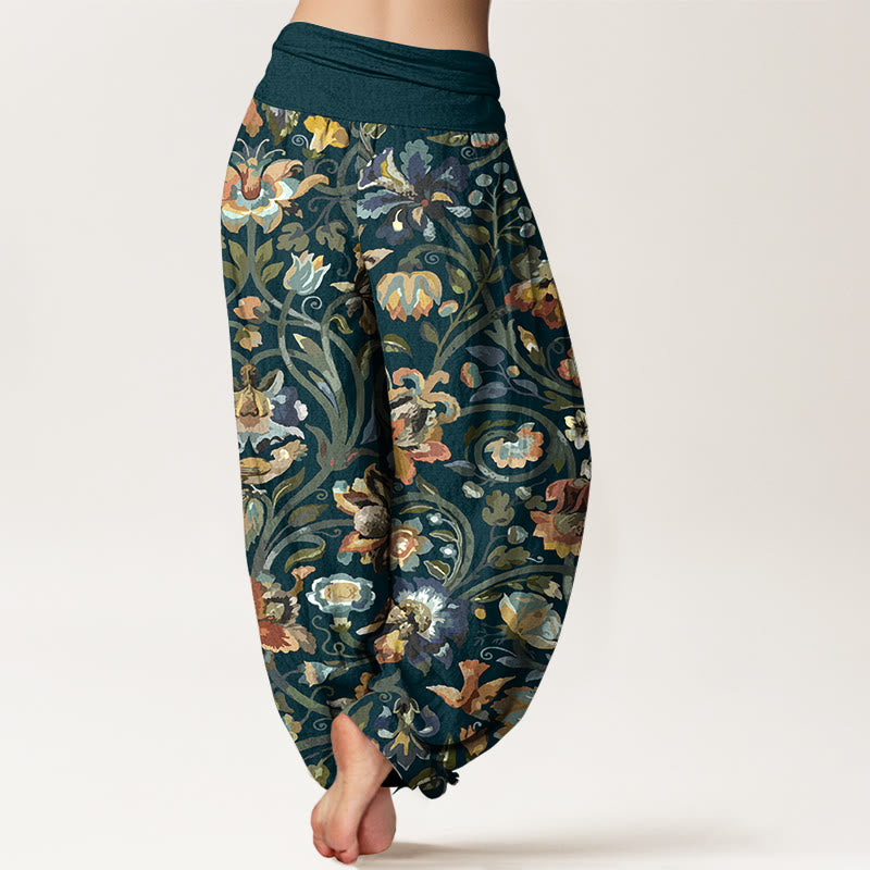 Breathable Cotton Botanical Print Mindful Movement Harem Pants