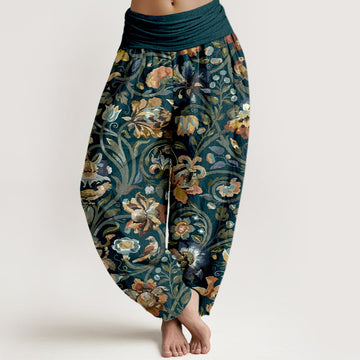 Breathable Cotton Botanical Print Mindful Movement Harem Pants