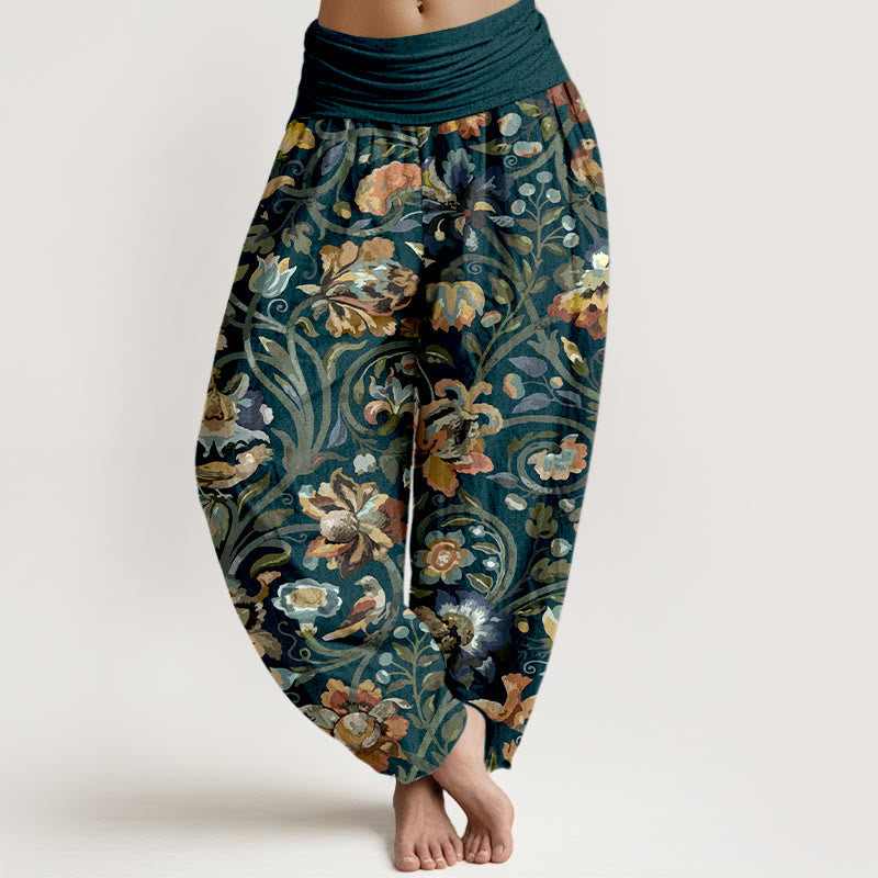 Breathable Cotton Botanical Print Mindful Movement Harem Pants