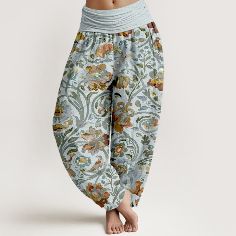 Breathable Cotton Botanical Print Mindful Movement Harem Pants