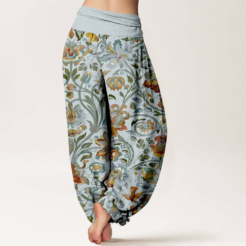 Breathable Cotton Botanical Print Mindful Movement Harem Pants