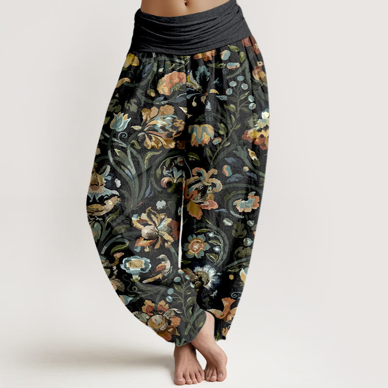 Breathable Cotton Botanical Print Mindful Movement Harem Pants