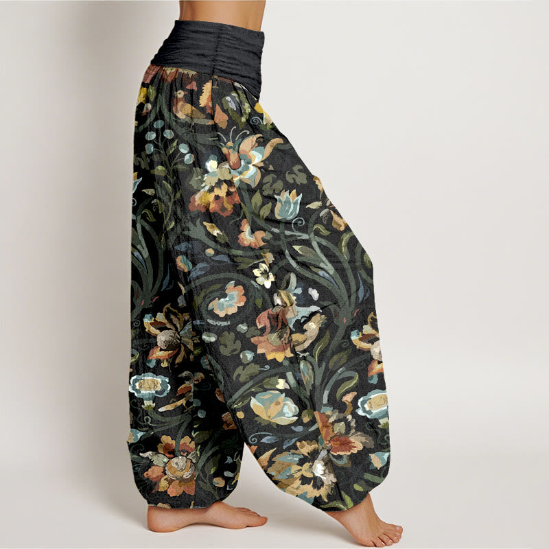 Breathable Cotton Botanical Print Mindful Movement Harem Pants