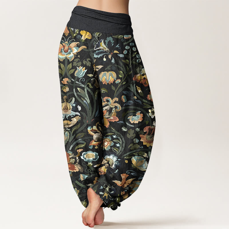 Breathable Cotton Botanical Print Mindful Movement Harem Pants