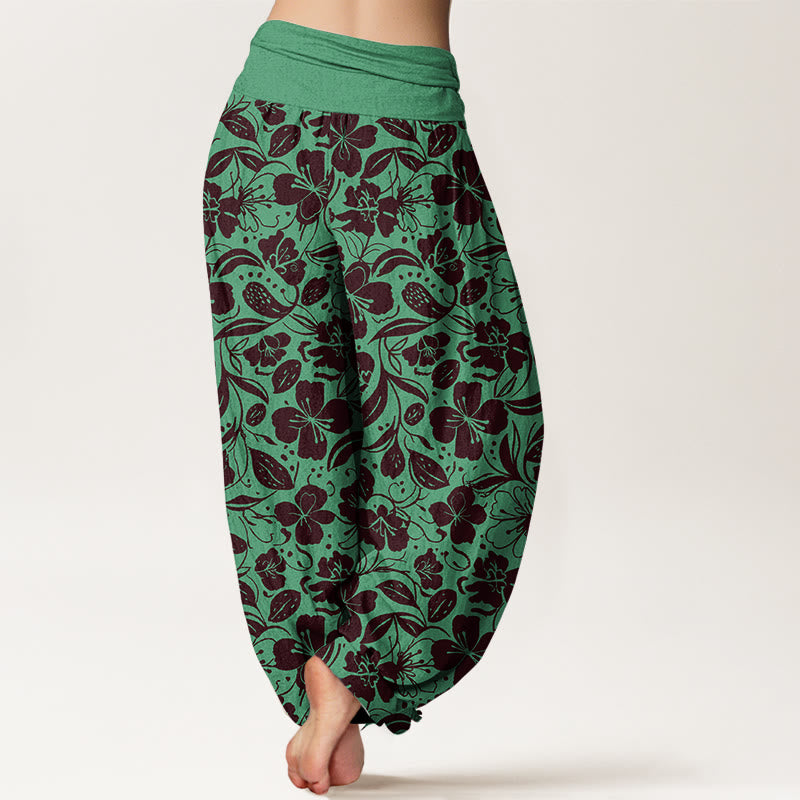 Botanical Cotton Elastic Waist Mindful Movement Harem Pants