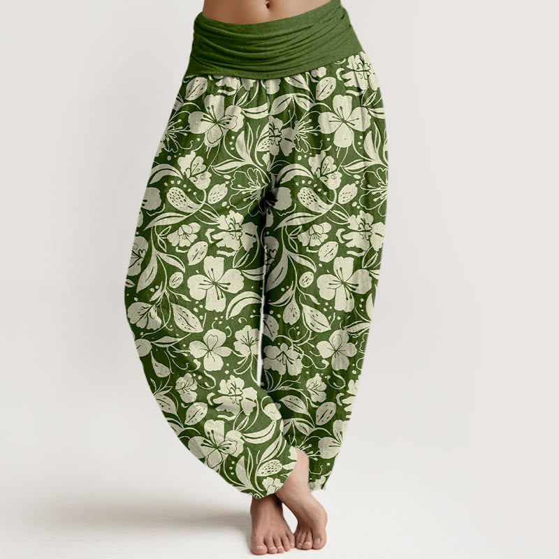 Botanical Cotton Elastic Waist Mindful Movement Harem Pants