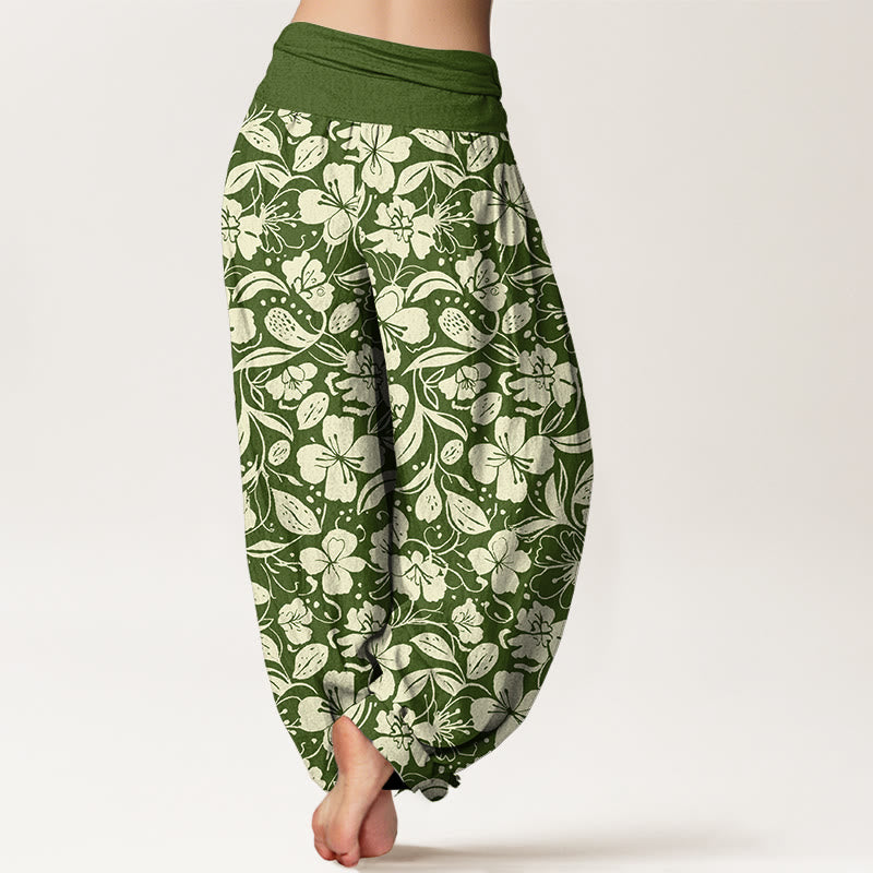 Botanical Cotton Elastic Waist Mindful Movement Harem Pants