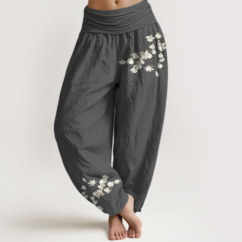 Cotton Magnolia Print Mindful Movement Harem Pants