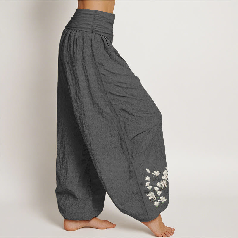 Cotton Magnolia Print Mindful Movement Harem Pants