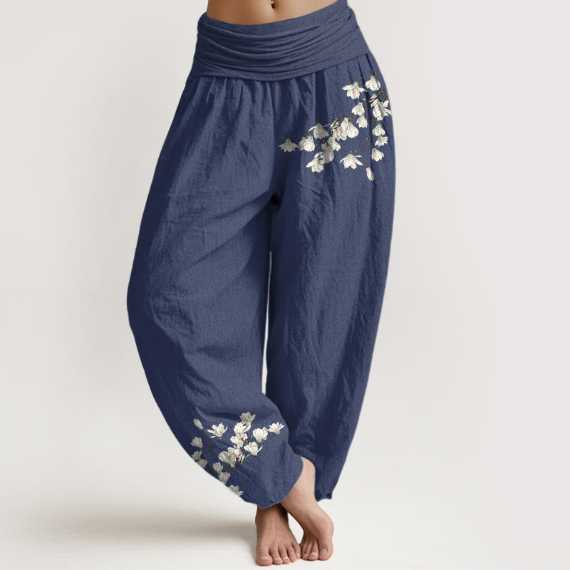 Cotton Magnolia Print Mindful Movement Harem Pants