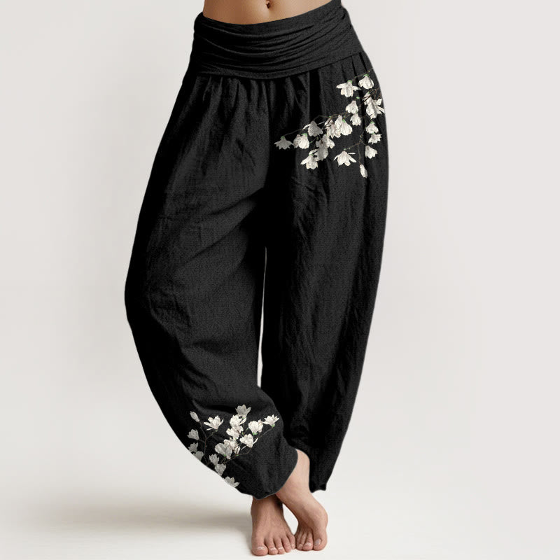 Cotton Magnolia Print Mindful Movement Harem Pants
