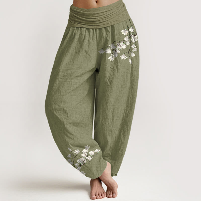 Cotton Magnolia Print Mindful Movement Harem Pants