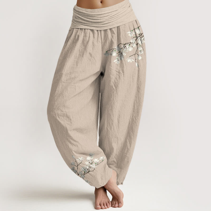 Cotton Magnolia Print Mindful Movement Harem Pants