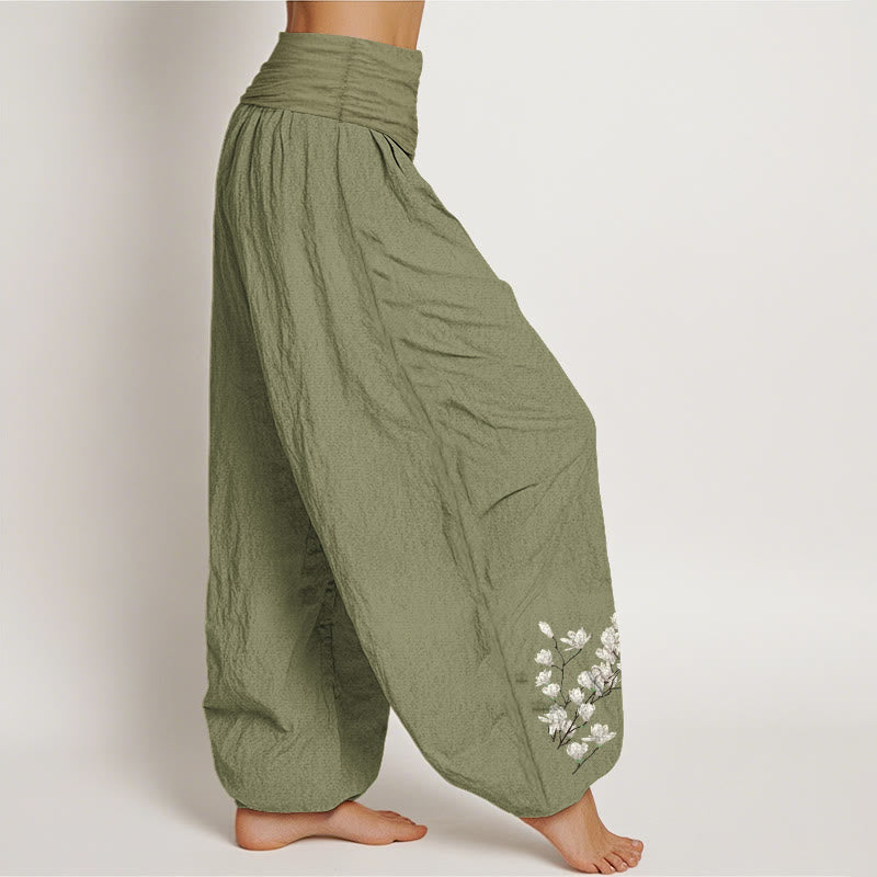 Cotton Magnolia Print Mindful Movement Harem Pants
