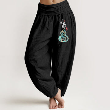 Pure Cotton Graphic Print Meditative Harem Pants