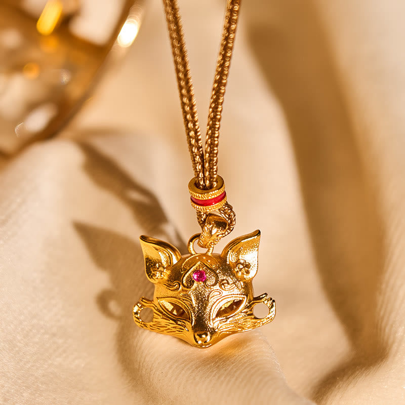 "Wishing You Clever Grace" 24k Gold Plated Brass Fox Necklace Includes Gift Message Card