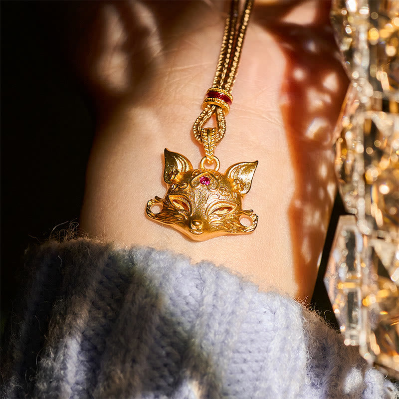 "Wishing You Clever Grace" 24k Gold Plated Brass Fox Necklace Includes Gift Message Card