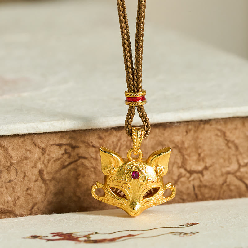 "Wishing You Clever Grace" 24k Gold Plated Brass Fox Necklace Includes Gift Message Card