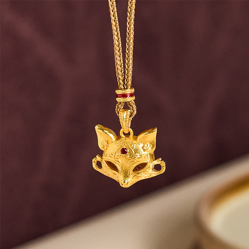 "Wishing You Clever Grace" 24k Gold Plated Brass Fox Necklace Includes Gift Message Card