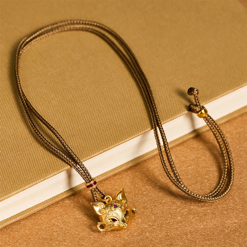 "Wishing You Clever Grace" 24k Gold Plated Brass Fox Necklace Includes Gift Message Card