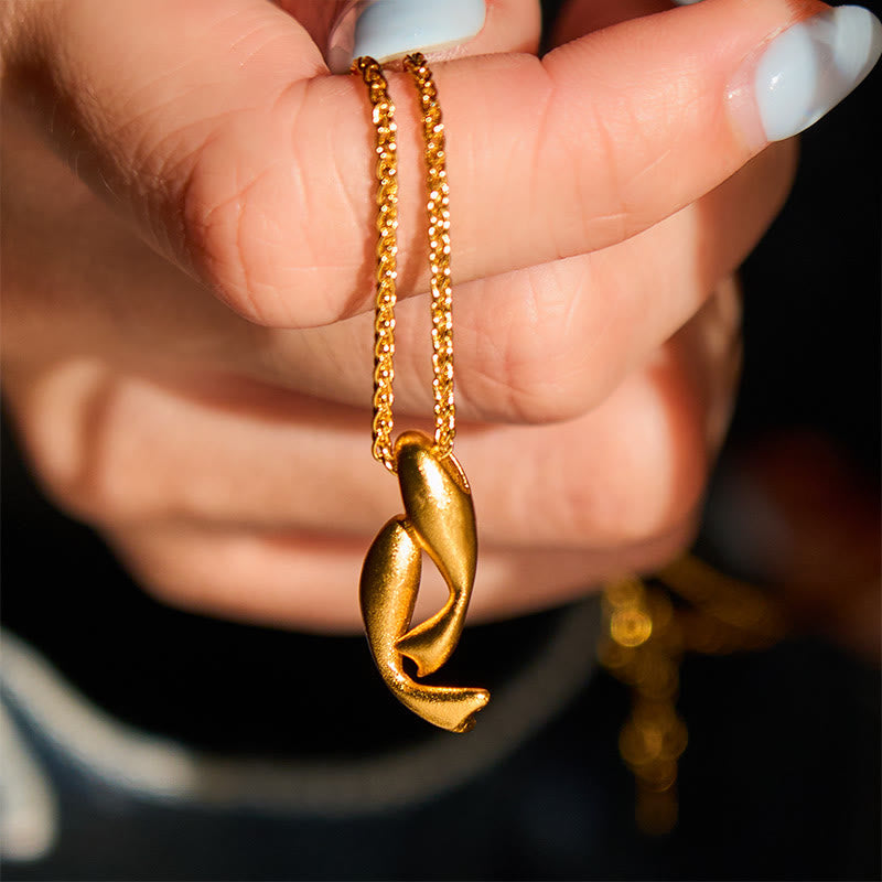 Double Koi Fish 24k Gold Plated Brass Chain Wealth Necklace Pendant