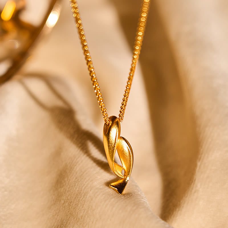 Double Koi Fish 24k Gold Plated Brass Chain Wealth Necklace Pendant