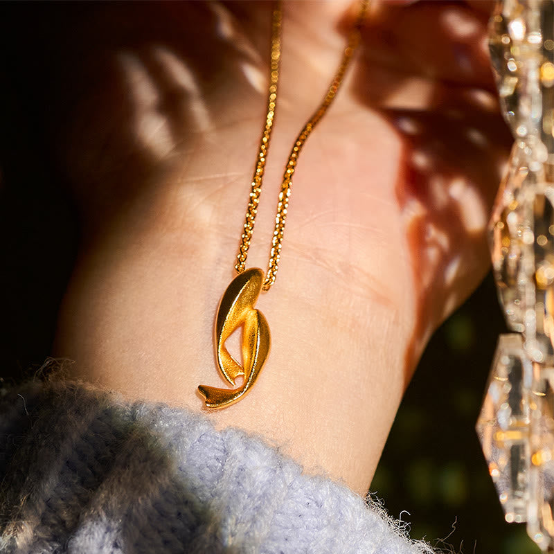 Double Koi Fish 24k Gold Plated Brass Chain Wealth Necklace Pendant