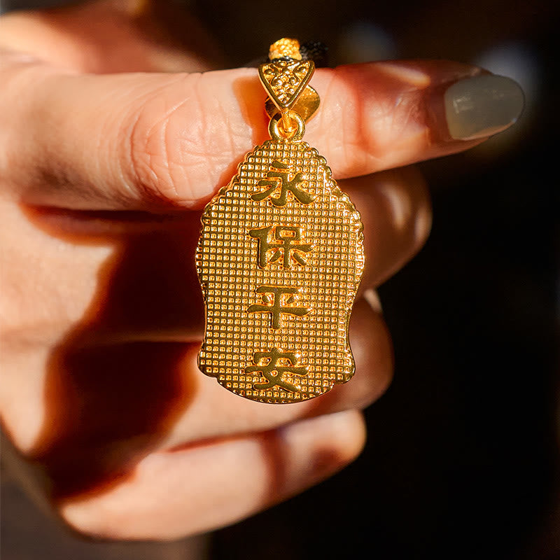 24k Gold Plated Brass Buddha Symbol Braided Cord Serenity Necklace Pendant