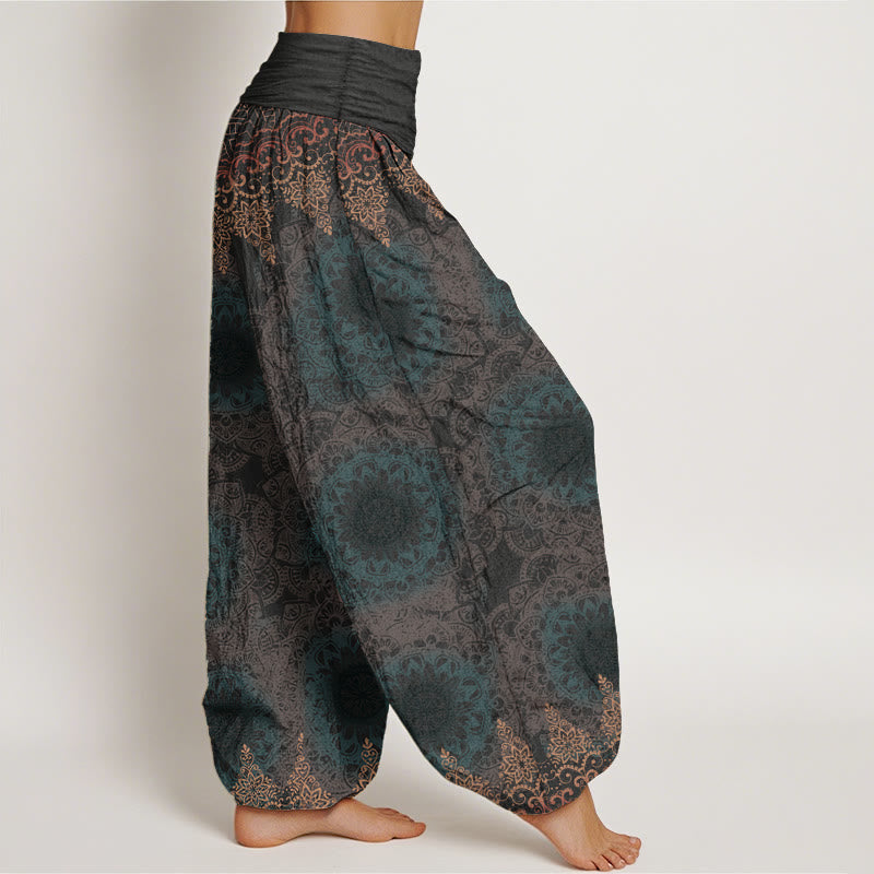 Cotton Triangular Mandala Patterns Women's Elastic Waist Harem Pants