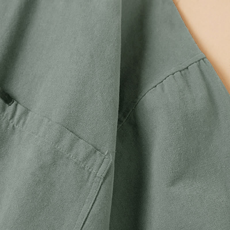 Tactile Cotton Stand-Collar Meditation Shirt