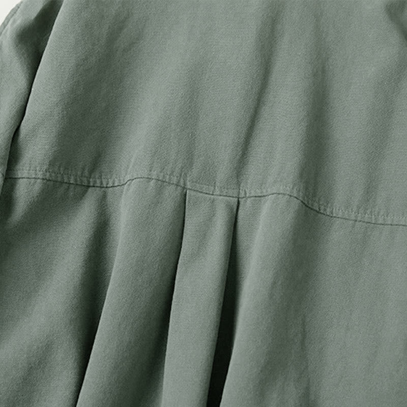 Tactile Cotton Stand-Collar Meditation Shirt