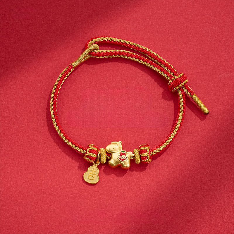 Year Of The Horse Red String Copper Braided Luck Bracelet
