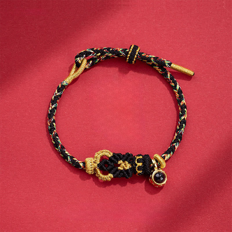 Hand-Woven Red String Buddha Endless Knot Copper Projection Stone Bracelet