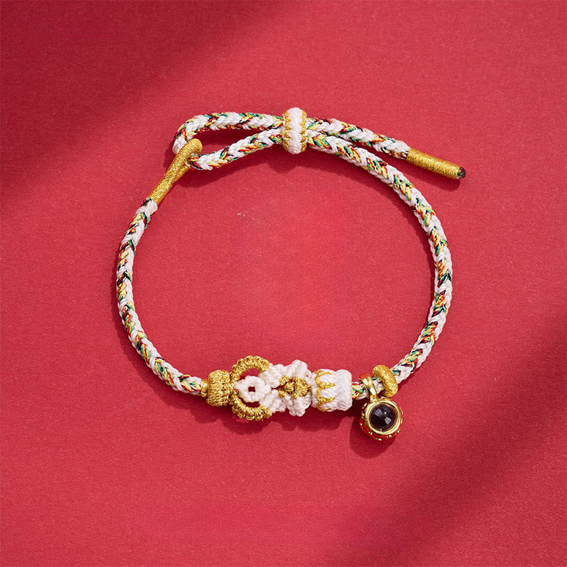 Hand-Woven Red String Buddha Endless Knot Copper Projection Stone Bracelet