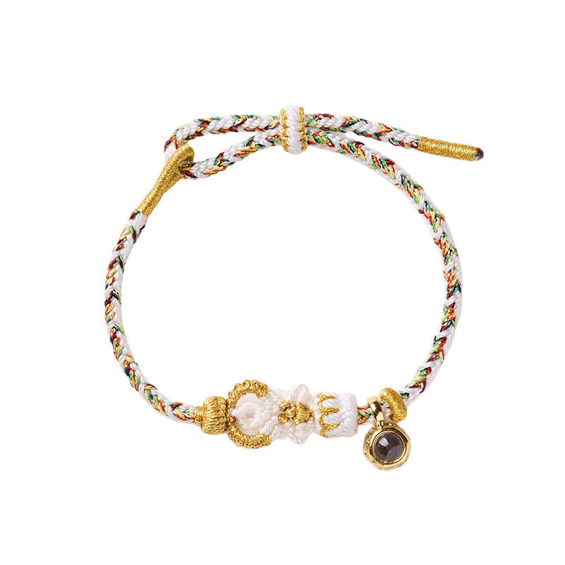 Hand-Woven Red String Buddha Endless Knot Copper Projection Stone Bracelet